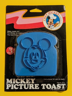 Vtg 80s Disney Chef Mickey Pictures Toast - Hoan 18470 - Sandwich Bread Imprint