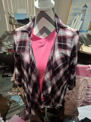 New With Tags Living Doll Los Angeles Extra Small Plaid Duster With Lace Back