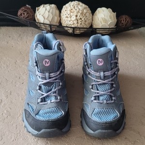Size 1 M Merrell Moab 2 Mid Waterproof Hiking Gray Blue Gorpcore Girl Boots