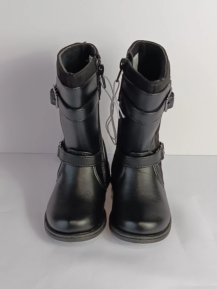 New Rachel Shoes Toddler Girl's Lil Sable Boots  Faux Leather Black Biker Size 6 - Image 3 of 4