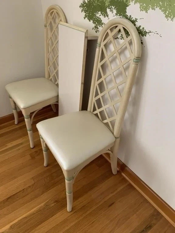 Juego de comedor Thomasville Allegro imitación bambú palma regencia, 3 hojas, 6 sillas de colección Foto 4 de 4