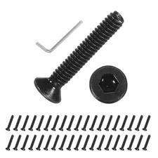 M2x12 mm Flat Head Socket Cap Screws, 100 Pcs Bolt with Hex Spanner, Black