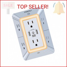 USB Wall Charger, Surge Protector, POWRUI 6-Outlet Extender with 3 USB Charging