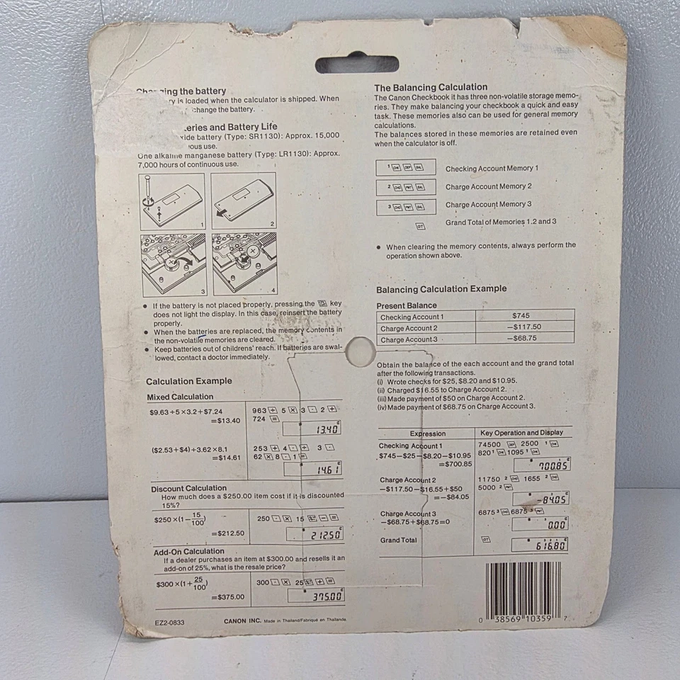 VTG Canon Checkbook III Money Manager Calculator Check Holder Brown NOS - Image 2 of 4