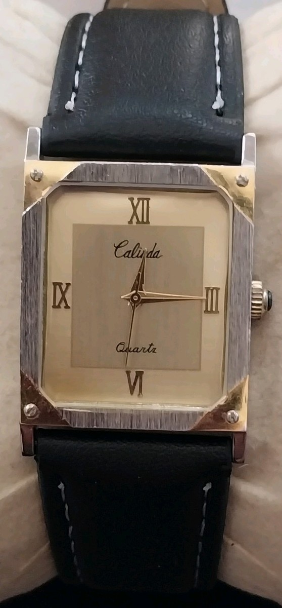 Vintage Calinda Quartz Watch Gold Tank Style Gold Tone Dial  display picture 1