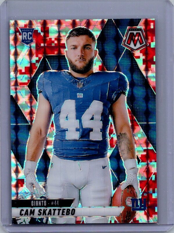 2025 Panini Mosaic #271 Cam Skattebo Mosaic Camo Red