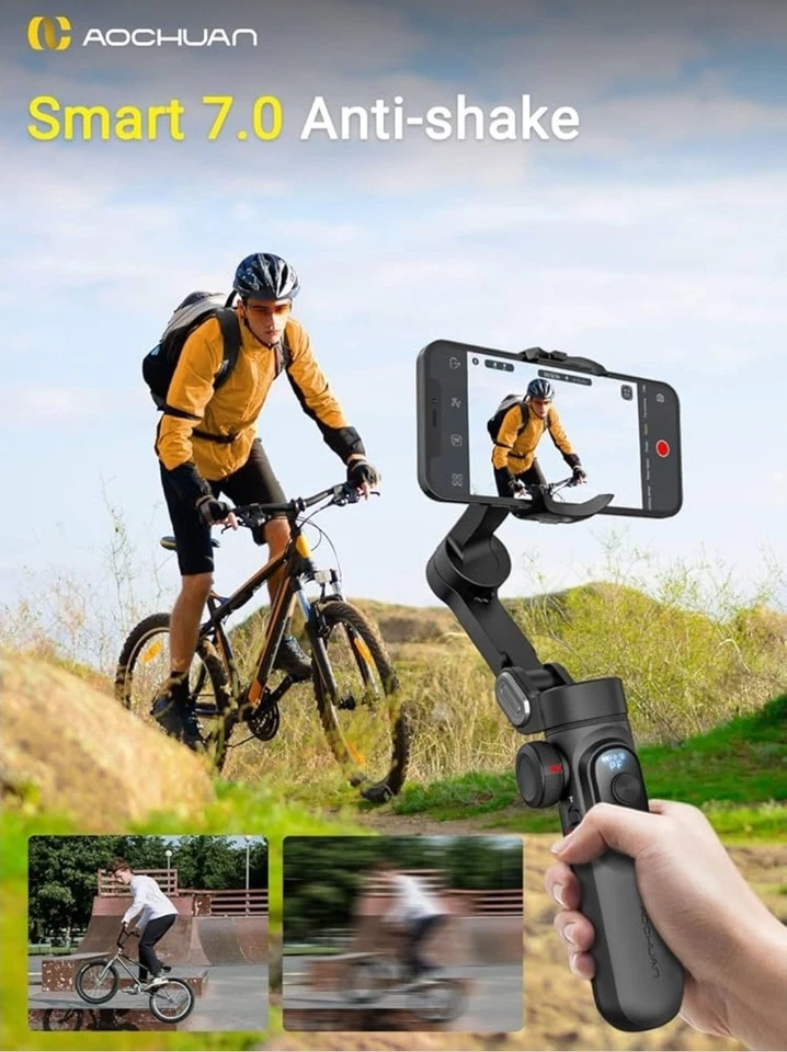 AOCHUAN Smart XPro 3-Axis Gimbal Stabilizer w/ LED Light for iPhone & Android - Image 3 of 4