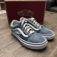 VANS Old Skool Blue Denim Acid Washed Skate Shoes Men 5 Women 6.5 Skater Sneaker
