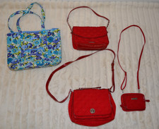 Vera Bradley LOTTO di 4 Blueberry Tote Tango Rosso Tracolla Catena Borsa Portafoglio