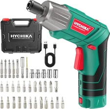 Cordless Screwdriver HYCHIKA 4V 2.0Ah Rechargeable Screw Gun w/ bits & case NEW