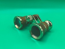 Vintage Tasco 594 3x Opera Glasses 24K GP Brown Lizard Inlay Binoculars Case