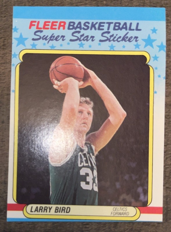 1988-89 Fleer Sticker Set-Break #  2 Larry Bird EX-NM+ Miscut Very Solid Card.
