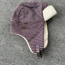 Mad Bomber Hat Trapper Mens XXL Purple Stripe Faux Fur Lined Winter Warm