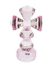 OLEG CASSINI CRYSTAL CUT PINK TINT CLEAR GLASS CROSS PAPER WEIGHT,FIGURINE