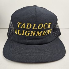 Vintage USA MADE Tadlock Alignment Puffy Print Trucker Hat Snapback Cap