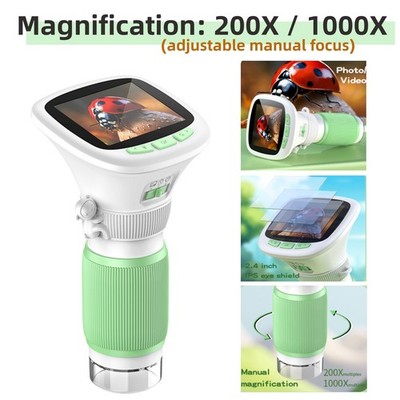 1000X Handheld Digital Microscope for Kids 2.4'' Ips Screen for Science Learning