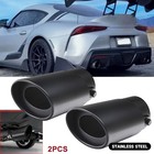 2PC For 20-24 TOYOTA SUPRA Rear Exhaust Pipe Tail Tip Muffler Round Accessories