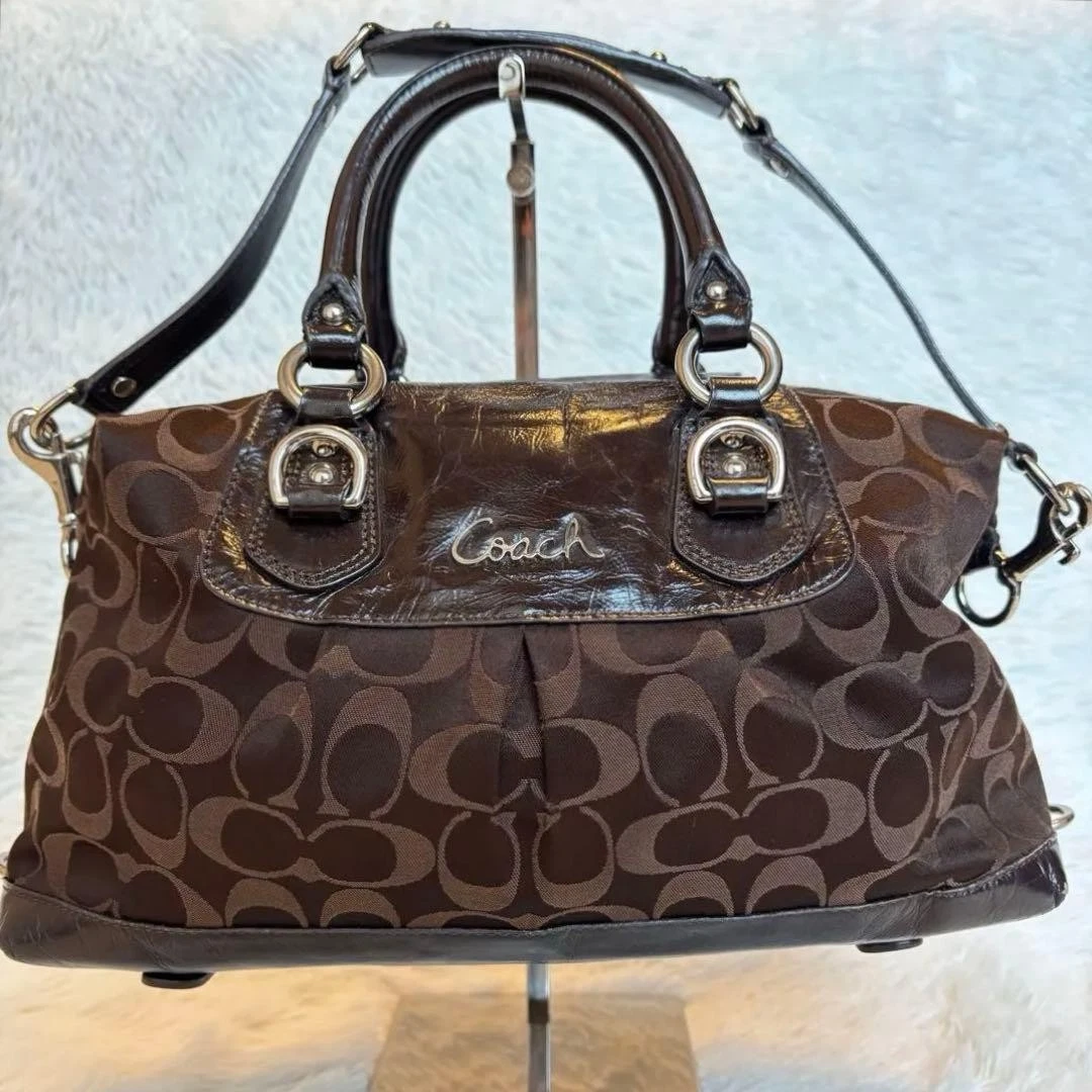 バッグ Coach Ashley Signature 2Way Bag Brown Coach Ashley Signature Satchel for sale | eBay