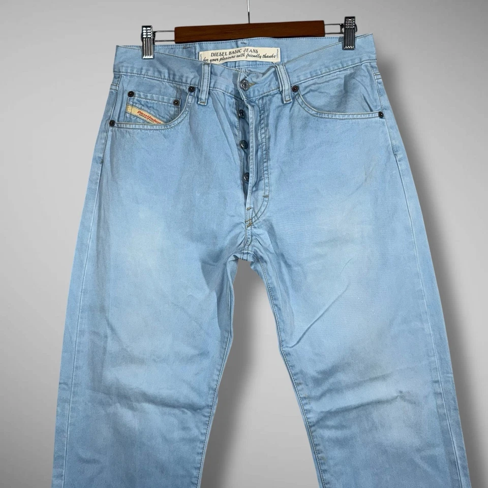 Diesel Keetar Jeans Men 32x32 Straight Fit Light Blue Faded Vintage Casual Italy - Image 3 of 4
