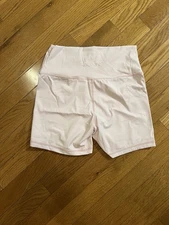 Musera Sport High Waist Biker Shorts Light Pink Stretch Activewear Women’s S 