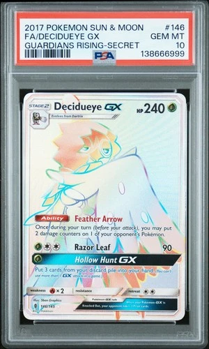 PSA 10 Decidueye 146/145 Guardians Rising Secret Rare 2017