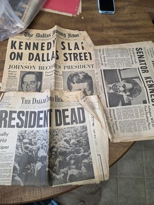 Dallas Newspapers JFK & RFK Assassination. 3 Newspaper Lot Kennedy
