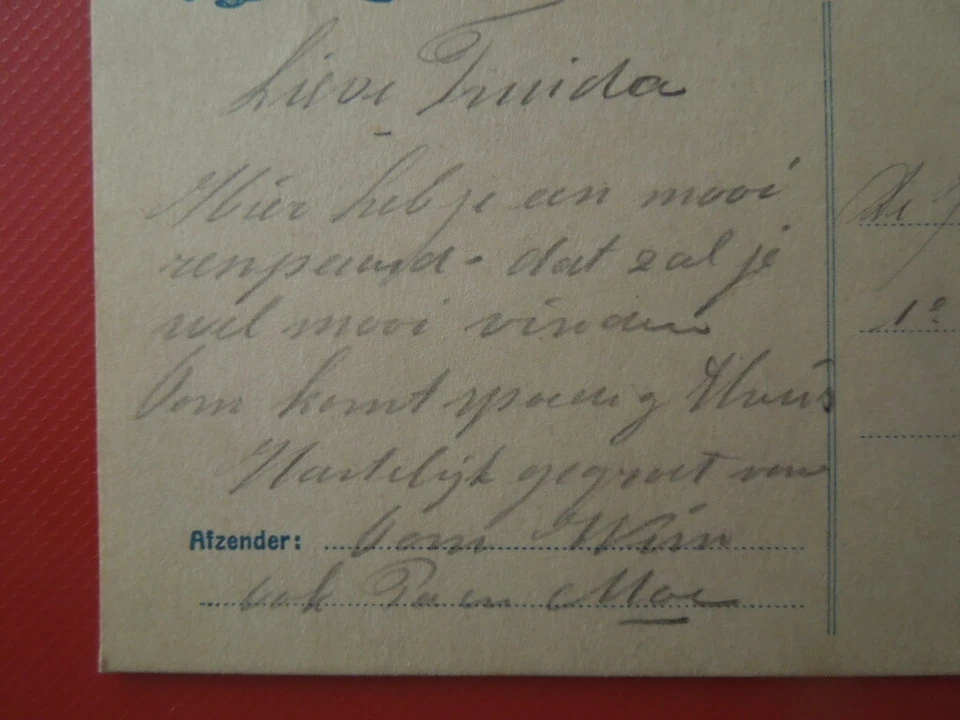 G3261 НИДЕРЛАНДЫ 1915 СТАЦИОНАРНЫЙ С ОРИГИНАЛЬНЫМ КАРАНДАШОМ РИСУНОК ЛОШАДИ СМ. DES - Изображение 3 из 3