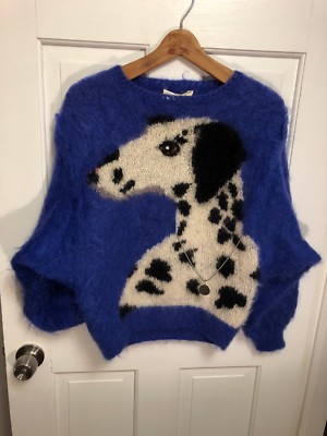 19. Ann Arundell Mohair Sweater Intarsia Dog Dalmatian Embellished