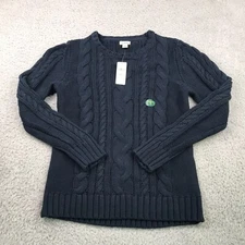 LL Bean Sweater Womens M Classic Navy Fisherman Knit Cotton Crew Pullover NEW