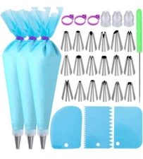 Piping Bags and Tips Set, Cakes Decorating Kit Supplies with 3 Reusable Pastry