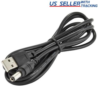 5X USB Male to 5.5mm x 2.1mm Barrel 5V DC Power Cable, High Quality 20AWG, 5ft