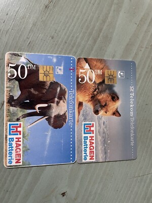   HAGEN BATTERY CARD GERMANY PHONECARDS WOLF ELEPHANT CARD x2