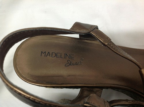 Madeline Stuart Bronze Woven Wedge Shoes Heels Clogs Women's Size 11M - Picture 5 of 9