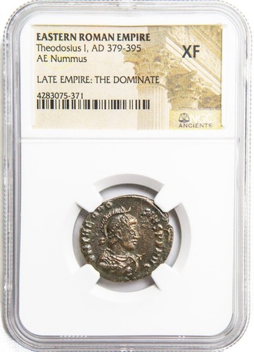 NGC XF Roman AE2 of Theodosius I AD379 395 EXTREMELY FINE NGC Ancients Certified