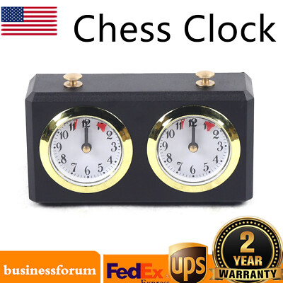 Chess Clock Timer Wooden Mechanical Accessories Count Up Down Alarm Black Home