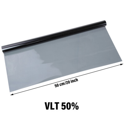 Window Tint Film Roll - 50% VLT Charcoal Black, 20" X 10 FT, Scratch Resistant, Made In USA