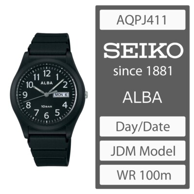 SEIKO ALBA WR 100m Sport Quartz Watch Black AQPJ411 Japanese