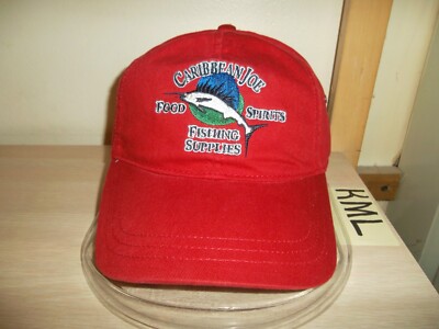 CARIBBEAN JOE BASEBALL CAP/HAT-LET GO ADJUSTABLE/ALL RED/MARLIN/NEW! NWT!