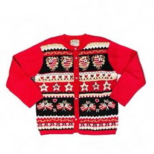VTG Heirloom Collectibles Women s MEDIUM Christmas Holiday Knit Button Sweater