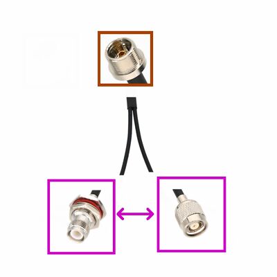 1x IEC PAL HD to 2x RP-TNC Male/Female Antenna Y Splitter/Combiner Adapter cable