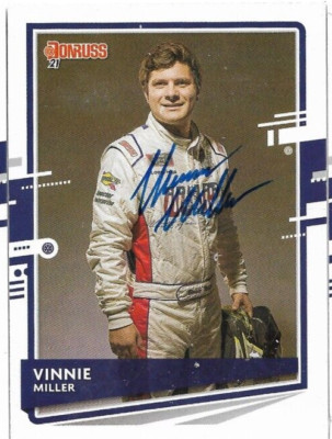 VINNIE MILLER signed 2021 Donruss card #103 NASCAR auto RISING STAR 3