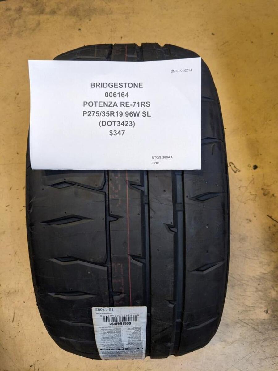 BRIDGESTONE POTENZA RE71RS P 275 35 19 96W SL TIRE 006164 BRIDGESTONE POTENZA RE71RS P 275 35 19 96W SL TIRE 006164