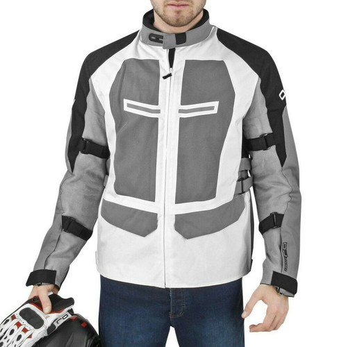 Giacca moto OJ Land man bianco nero primavera estate traforata sfoderabile  | eBay