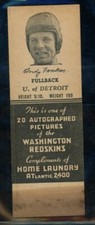 1941 Redskins Matchbook Andy Farkas Detroit W/Striker LOOK!