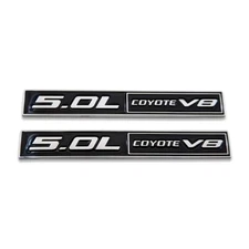 2x Chrome&Black 5.0L COYOTE V8 Logo Emblem 5.0 Bagde Metal Car Sticker GT Decal