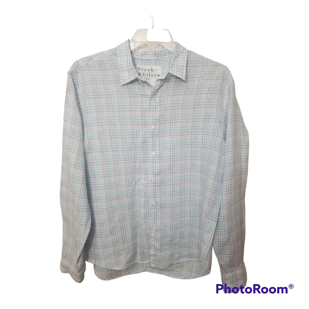 Frank & Eileen Men's Size XL Finbar Linen Multicolored Button Down Shirt