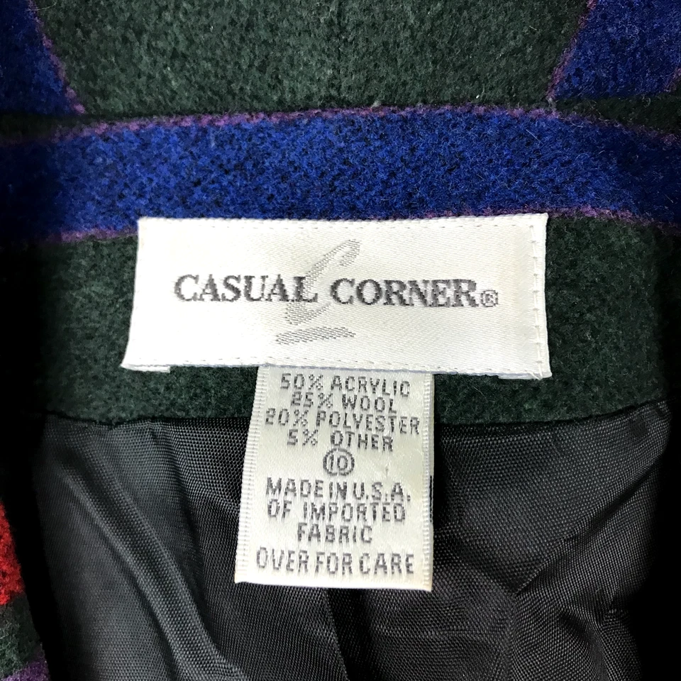 "Abrigo de esquina informal para mujer 10 chaqueta de lana a rayas multicolores 30"" L pesado" Foto 2 de 4