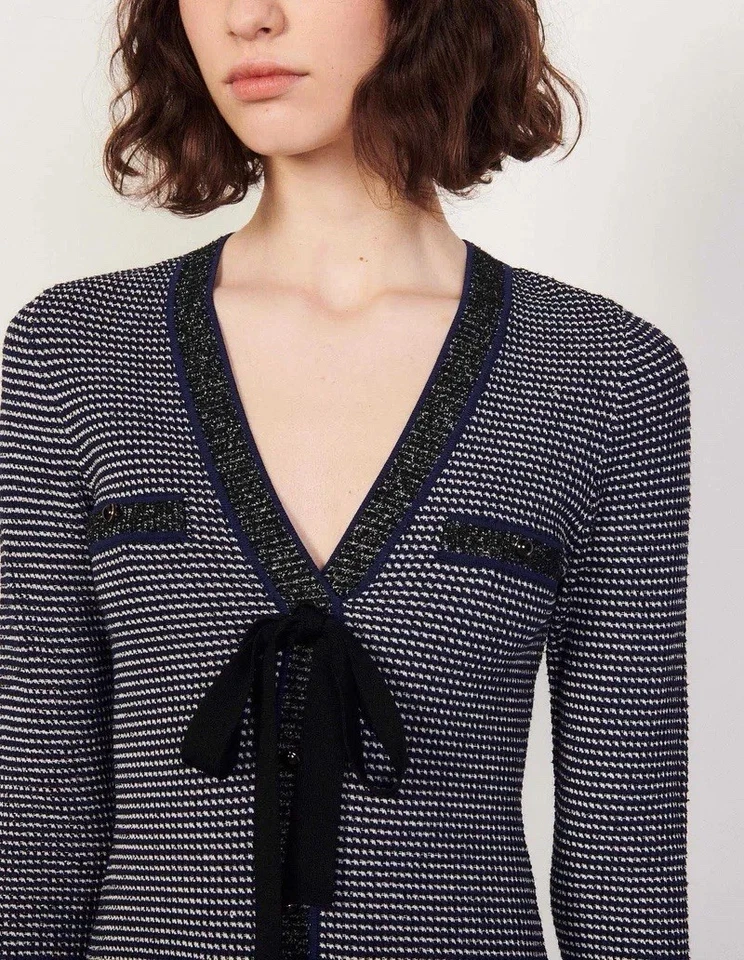 Sandro Sachou 装饰针织迷你连衣裙现在细节人造口袋 — 第 2/4 张图片