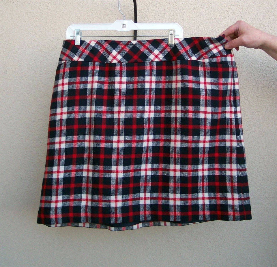 Talbots Woman plaid 55% Wool Skirt plus size 20w 1x FALL HOLIDAY red navy blue - Image 2 of 4