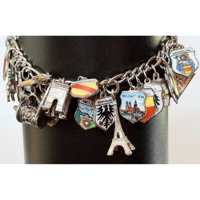 EUROPISCHES 800-900 SILBER UND EMAILLE BETTELARMBAND HIMMEL
